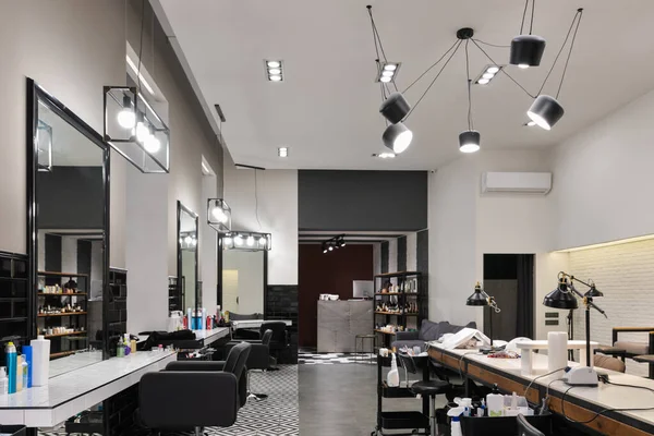 Interior Moderno Salão Beleza Que Consistem Salão Beleza Barbearia Com — Fotografia de Stock