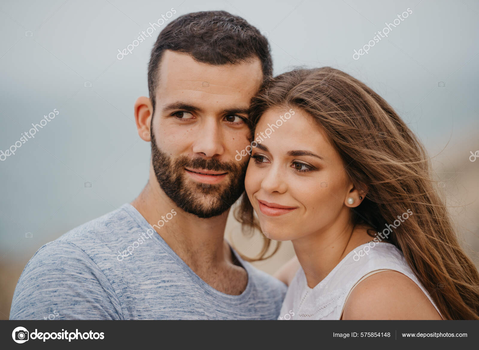 Close Portrait Hispanic Man His Latina Girlfriend Who Cuddling Each Stock Photo by ©Minchanin 575854148