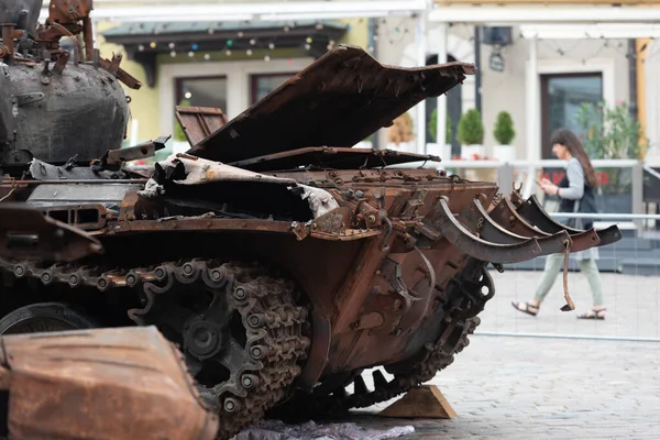 Warsaw Poland June 2022 Exhibition Destroyed Ukraine Russian Military Vehicles — Stockfoto