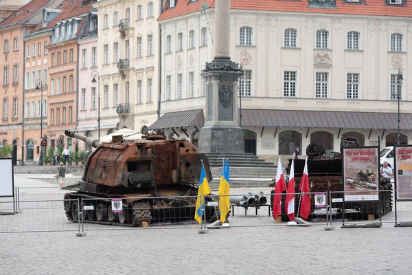 Warsaw Poland June 2022 Exhibition Destroyed Ukraine Russian Military Vehicles — Stockfoto
