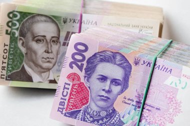 Ukrayna Hryvnia banknotları yığını