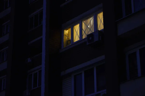 Kiev Ucrania Febrero 2022 Guerra Ucrania Rusia Luz Ventana Por — Foto de Stock