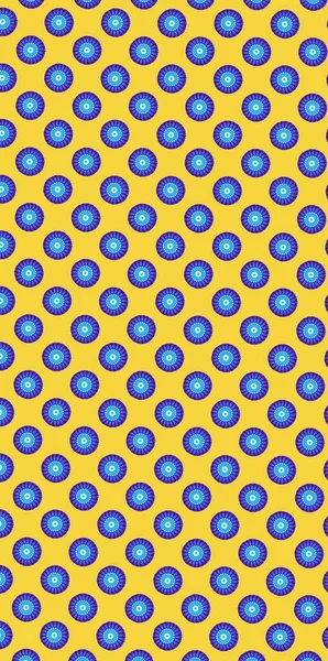 Sarı zemin üzerindeki desen soyut desenli mavi daireler.