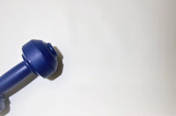 Beyaz arkaplanda bir dambıl mavisi ayır