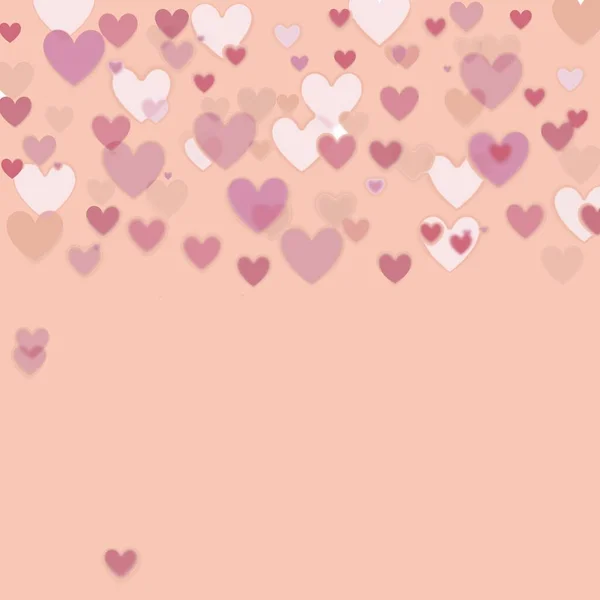 Minimalismus Zeichnung vieler rosa Herzen auf farbigem Hintergrund — Stockfoto