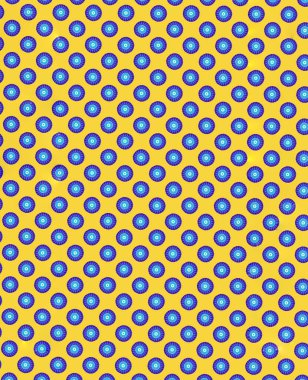 Sarı zemin üzerindeki desen soyut desenli mavi daireler.