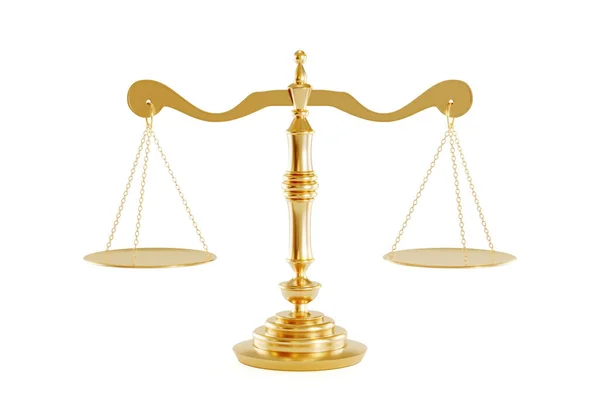 Gold Brass Balance Scale Isolated White Background Clipping Path — Stock Photo, Image