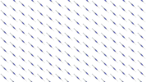 Plastic Medical Syringe Filled Blue Liquid Seamless Background — Stockfoto