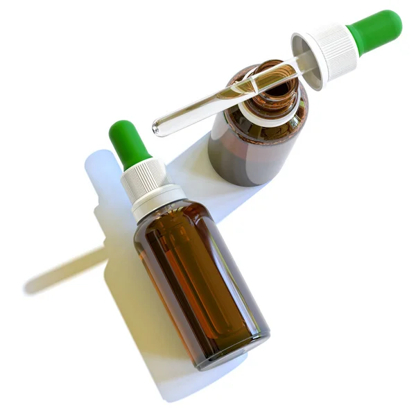 Kruidengeneeskunde Aromatherapie Druppelflesjes Geïsoleerd Witte Achtergrond Met Clipping Pad — Stockfoto
