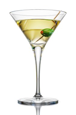 3D Martini Glass Isolated on White Background With Clipping Path