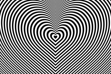 Hypnotic Black and White Heart Shape Optical Illusion