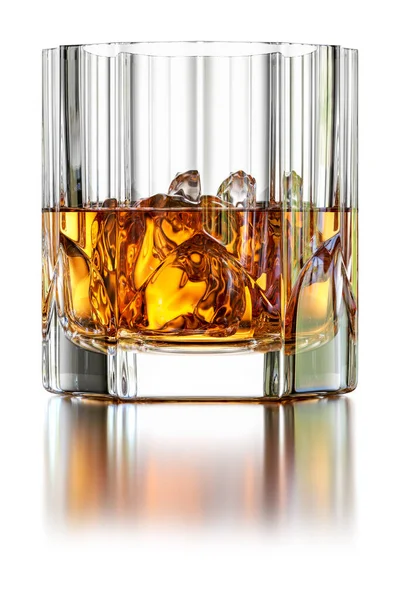 Glass Whiskey Rocks Isolated White Background Clipping Path — 图库照片