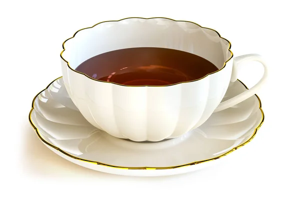3D Tea Cup and Saucer Isolated on White Background and Clipping Path
