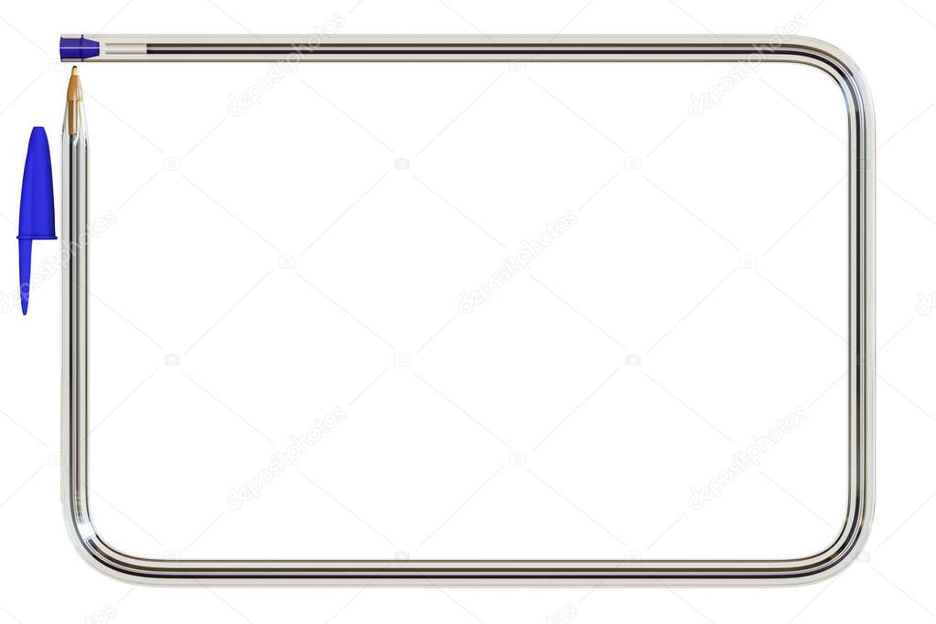 3D Pen in a Frame Shape Continuous Line Isolated on White Background With Clipping Path