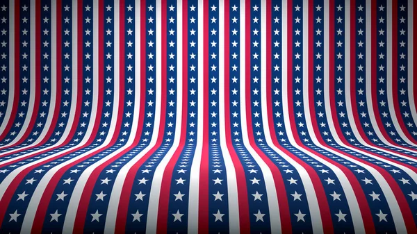 3D Abstract Background as Studio Backdrop In United States Flag Colors
