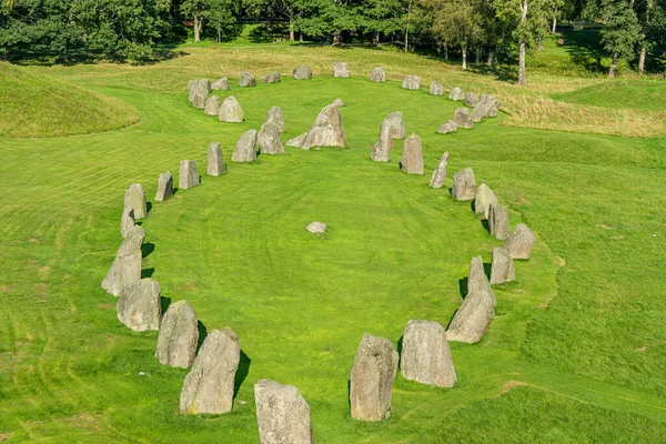 Summer View Megaliths Ancient Burial Ground Anundshog Sweden Large Formation — Stock Photo, Image