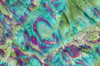 Yeşil, pembe ve turkuazlı soyut arkaplan, güzel taranmış asimetrik desenli.