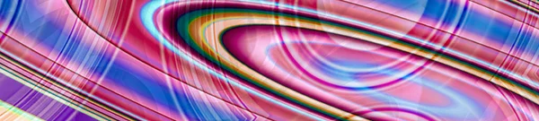 Барвистий Графічний Панорамний Банер Рожевим Синім Хаотичним Вихром Смужковим Візерунком — стокове фото
