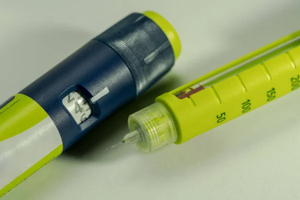 Seringue Insuline Injecteur Stylo Modèle Avec Bouton Réglage Dose Fenêtre — Photo