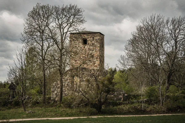 Een Oude Kerkruïne Van Steen Gebouwd 12E Eeuw Met Naakte — Stockfoto