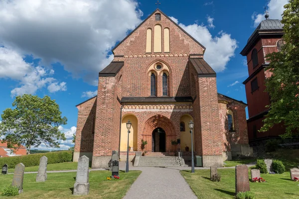 Sommer Ansicht Der Backsteinkirche Skokloster Schweden Sommer Mit Einem Teil — Stockfoto