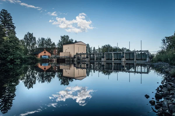 Barrage Eau Avec Portails Devant Une Centrale Hydroélectrique Fagersta Suède — Photo