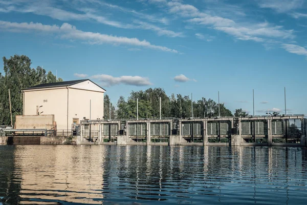 Vue Sur Les Portes Fermées Une Centrale Hydroélectrique Fagersta Suède — Photo