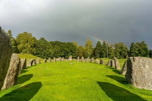 Formation Megaliths Old Burial Ground Anundshog Sweden Summer Sunlight Gray — Stock Photo, Image