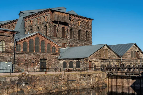 Alte Industriebauten Aus Schlackenstein Einem Stillgelegten Stahlwerk Auf Dem Schwedischen — Stockfoto