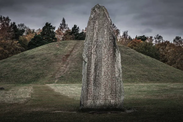 Twelve Hundered Year Old Rune Stone Located Large Burial Ground — Stock Photo, Image