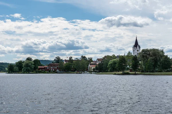 Belle Vue Sur Lac Ville Nora Suède Été Lumière Soleil — Photo