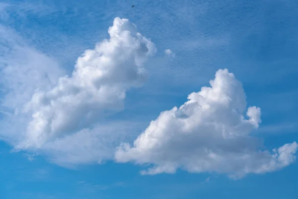 Background Beautiful Blue Sky Two Fluffy White Clouds — 图库照片