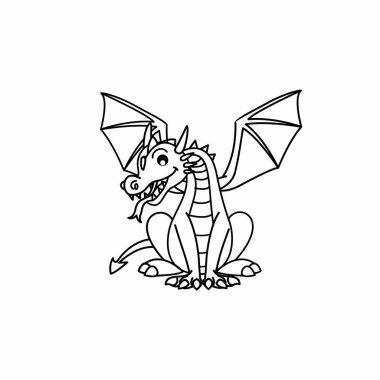 Bir ejderhanın çizim vektörü grafiği. Çocuk kitapları için mükemmel..