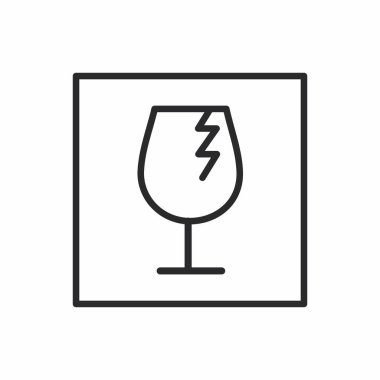 Kırılgan Simge. Kırılgan Simge Koleksiyonu. Kırılgan simge beyaz arkaplanda izole edildi.