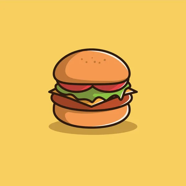 Hamburger Vector Illustrazione Hamburger Hamburger Isolato Uno Sfondo Arancione — Vettoriale Stock