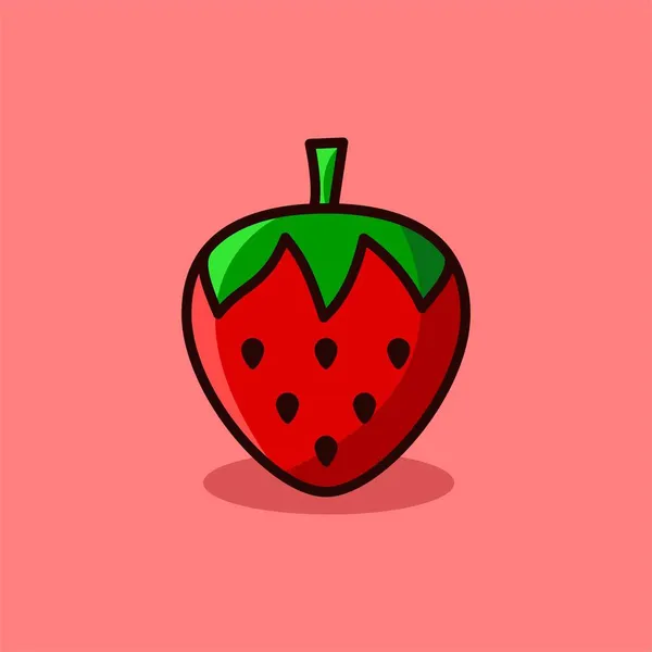 Vector Fresa Strawberry Illustration Fresa Estilo Plano Aislado Sobre Fondo — Vector de stock