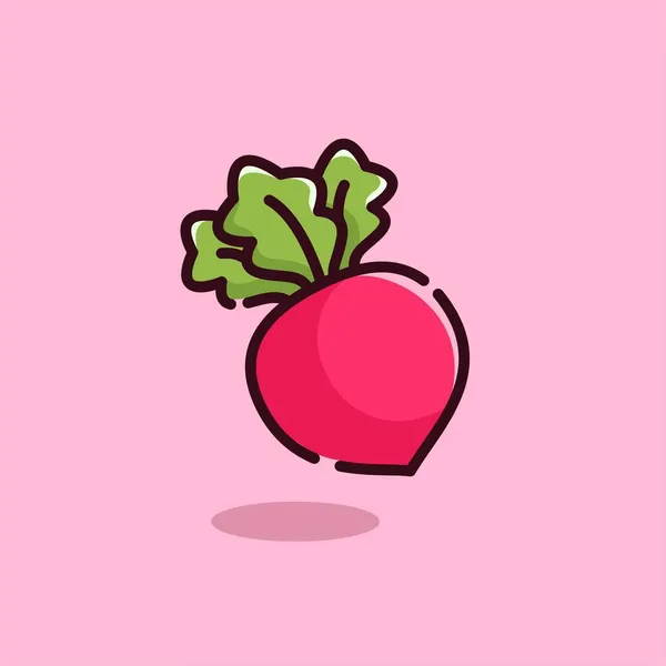 Ilustracja Grafiki Wektorowej Radish Radykalny Minimalistyczny Styl Odizolowany Różowym Tle — Wektor stockowy