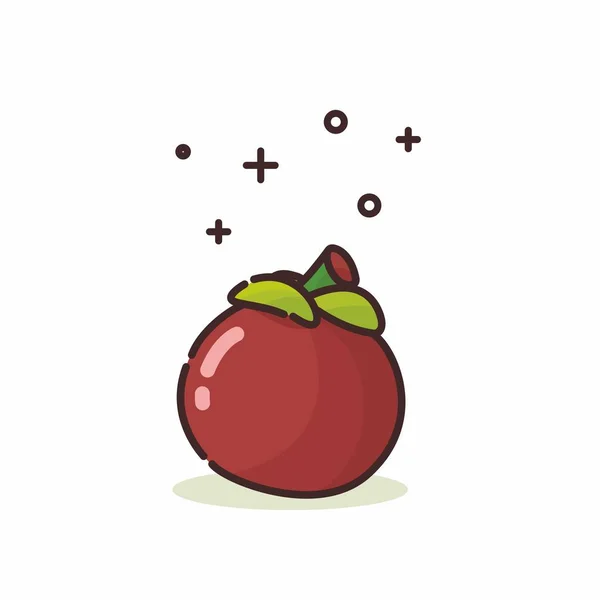 Mangosteen 'in görsel vektör grafiği. Mangosteen minimalist tarzı beyaz bir arka planda izole edilmiş. İllüstrasyon Web İniş Sayfası, Bayrak, broşür, çıkartma, kart vs. için uygundur.