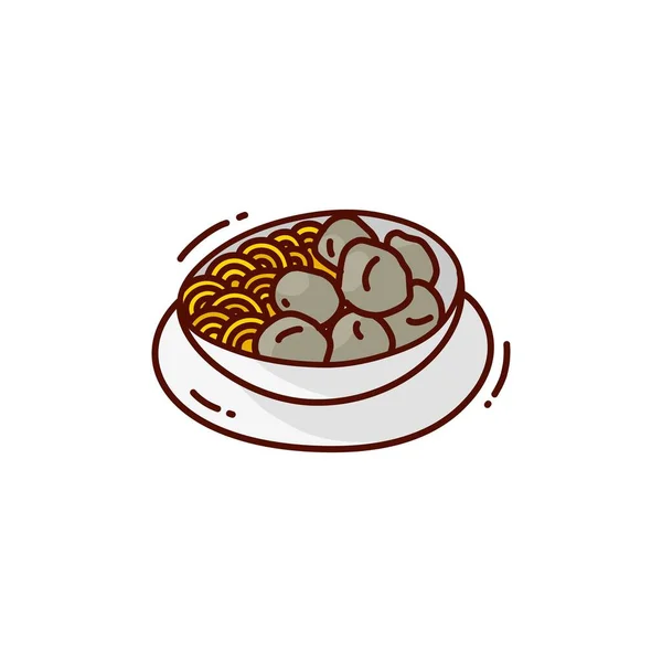 Ilustración Gráfica Vectorial Meatball Meatball Estilo Minimalista Aislado Sobre Fondo — Vector de stock