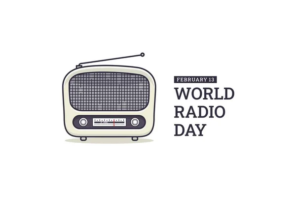 Dünya Radyo Günü. Vektör İllüstrasyonu. İllüstrasyon afişler, el ilanları, çıkartmalar, kartlar vs. için uygundur.