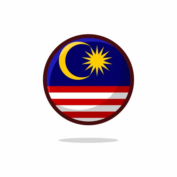 Icono Bandera Malasia Bandera Malasia Estilo Plano Aislado Sobre Fondo — Archivo Imágenes Vectoriales