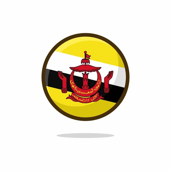 Brunei Darussalam Flaggikon Brunei Darussalam Flagga Platt Stil Isolerad Vit — Stock vektor