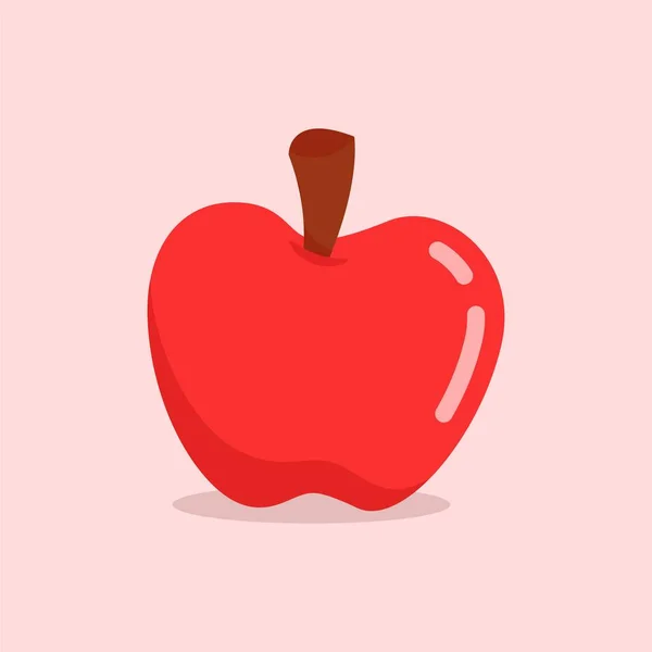 Illustration Vektor Grafisk Äpple Apple Platt Stil Isolerad Rosa Bakgrund — Stock vektor