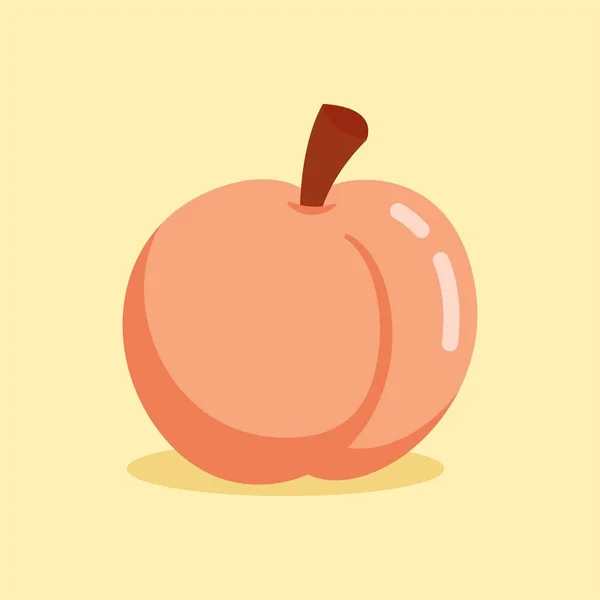 Illustration Graphique Vectorielle Peach Pêche Style Plat Isolé Sur Fond — Image vectorielle