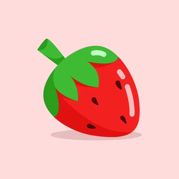 Illustration Vektor Grafik Jordgubbar Strawberry Platt Stil Isolerad Rosa Bakgrund — Stock vektor