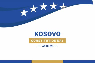 Kosova Anayasa Günü. Vektör İllüstrasyonu. İllüstrasyon afişler, el ilanları, çıkartmalar, kartlar vs. için uygundur.