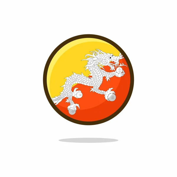 Bhutan Flagg Ikon Bhutan Flagga Platt Stil Isolerad Vit Bakgrund — Stock vektor