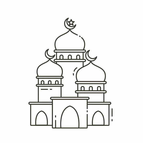 Ilustrační Vektorová Grafika Mešity Mešita Minimalistický Styl Izolované Bílém Pozadí — Stockový vektor