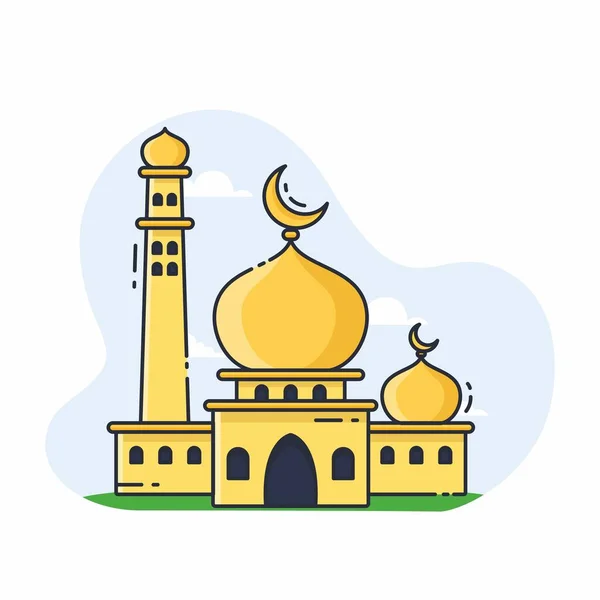 Illustrazione Grafica Vettoriale Della Moschea Moschea Stile Minimalista Isolato Uno — Vettoriale Stock