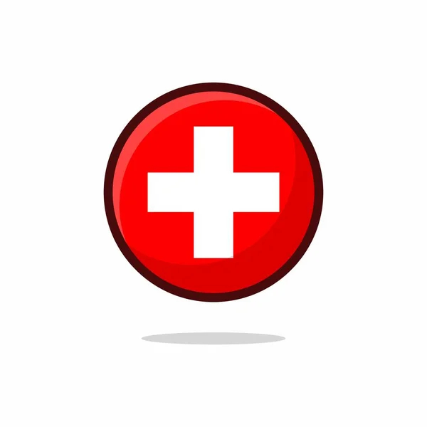 Знаменская Икона Швейцарии Swiss Flag Flat Style Isolated White Background — стоковый вектор
